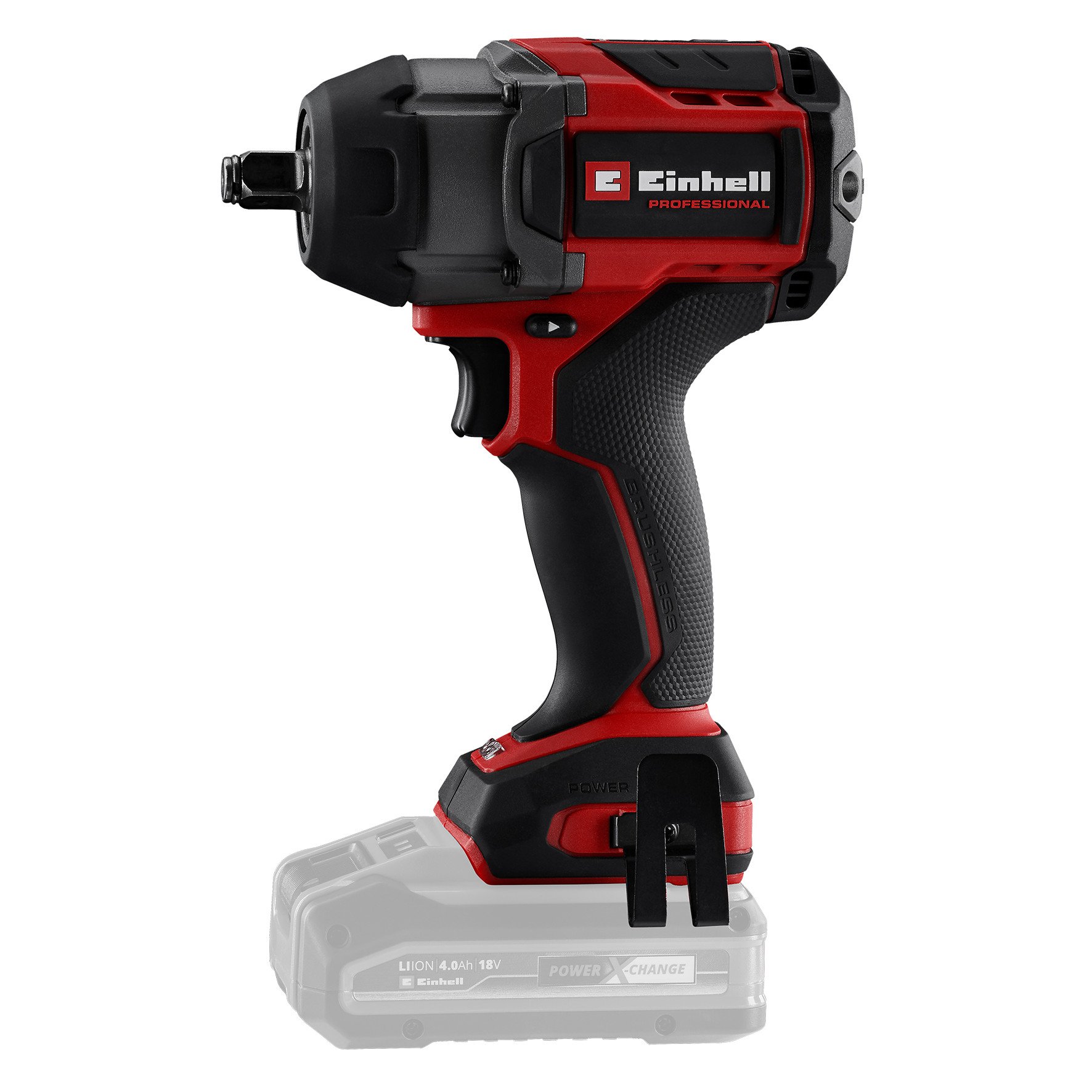 Akumuliatorinis smūginis veržliasukis EINHELL TP-CW 18/750-C Li BL - Solo, 18 V, 1/2" jungtis, bešepetėlis variklis, maks. sukimo momentas 1000 Nm, be akumuliatorių ir kroviklio