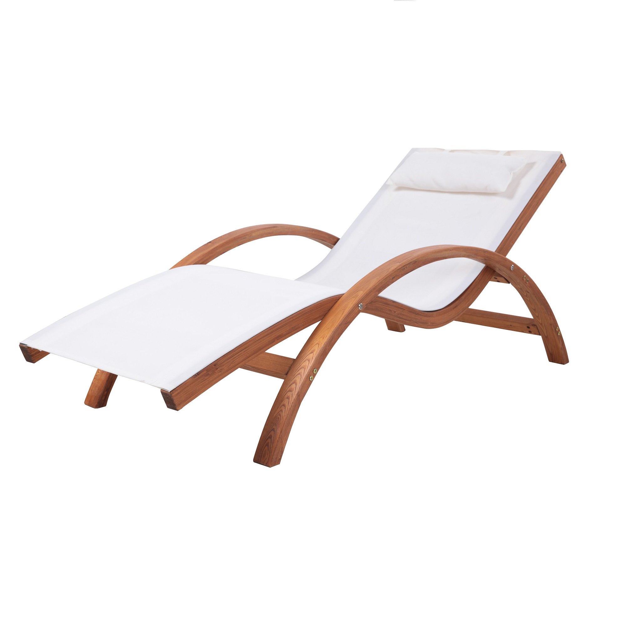 Lauko gultas PATIO Larice Ecru, 159 x 73 x 66 cm, rėmas ruda sp. mediena, baltos sp. poliesteris