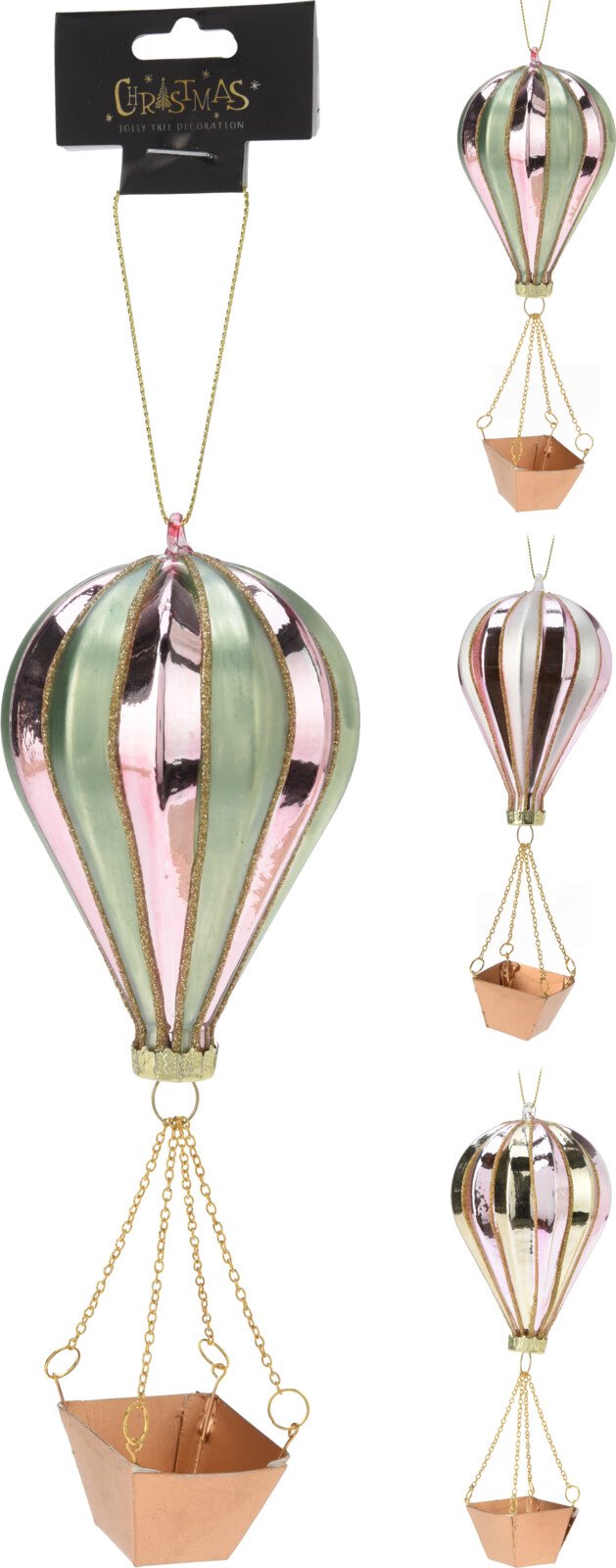Eglutės žaisliukas Oro Balionas, rožinės, žalios arba geltonos sp., 65 x 190 mm