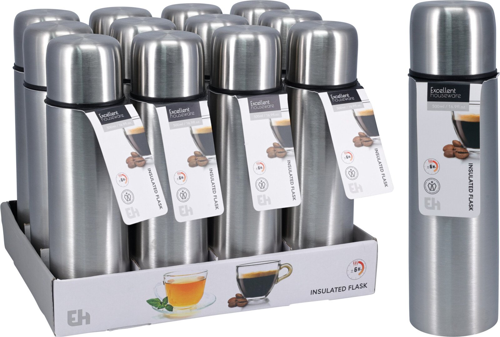 Termosas, 500 ml, 24 cm, išlaiko šilumą iki 6 val.