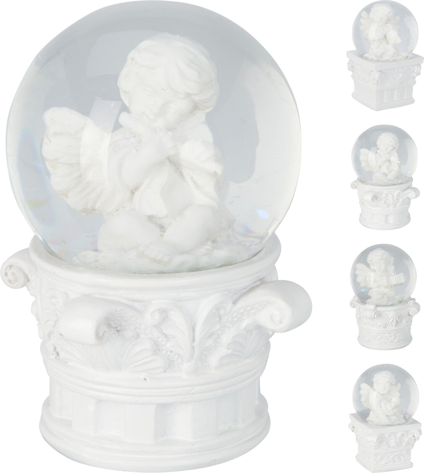 Kalėdinė dekoracija Vandens rutulys, 4 skirtingi angelų dizainai, 6 x 6 x 10 cm