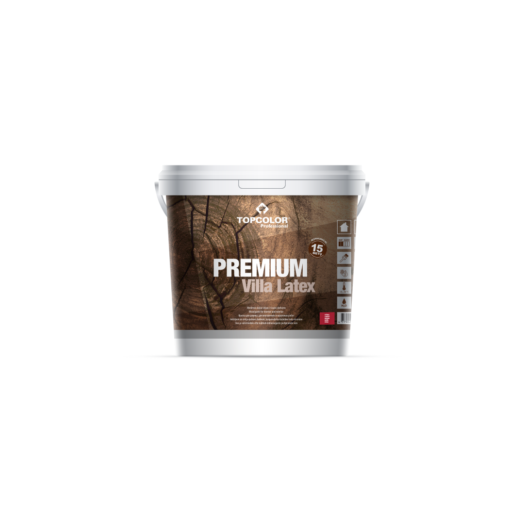 Medienos fasado dažai TOPCOLOR Premium Villa Latex, 5 l, skandinaviškos vyšnios sp.