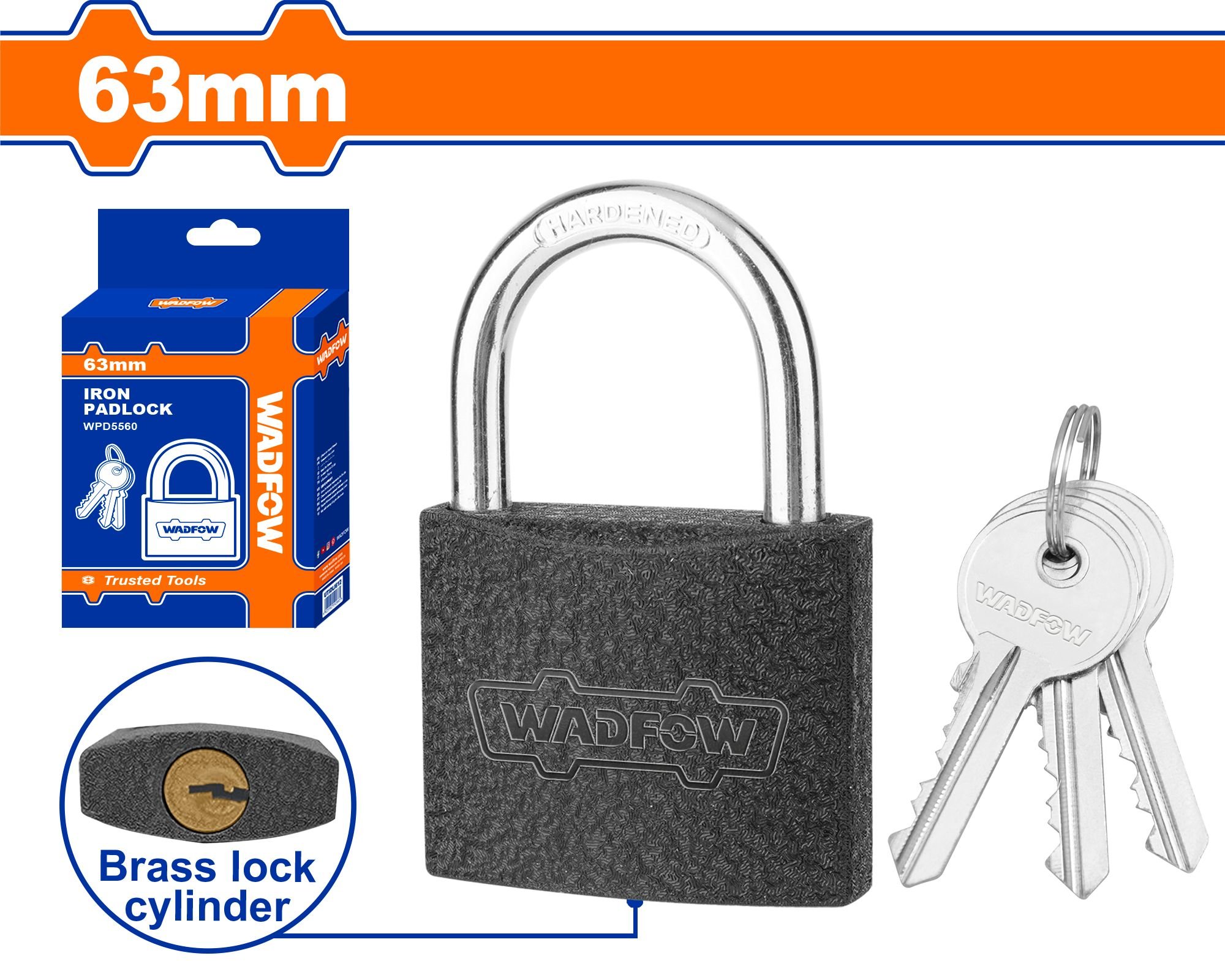 Pakabinama spyna WADFOW, 3 raktai, geležinė, 63 mm, WPD5560