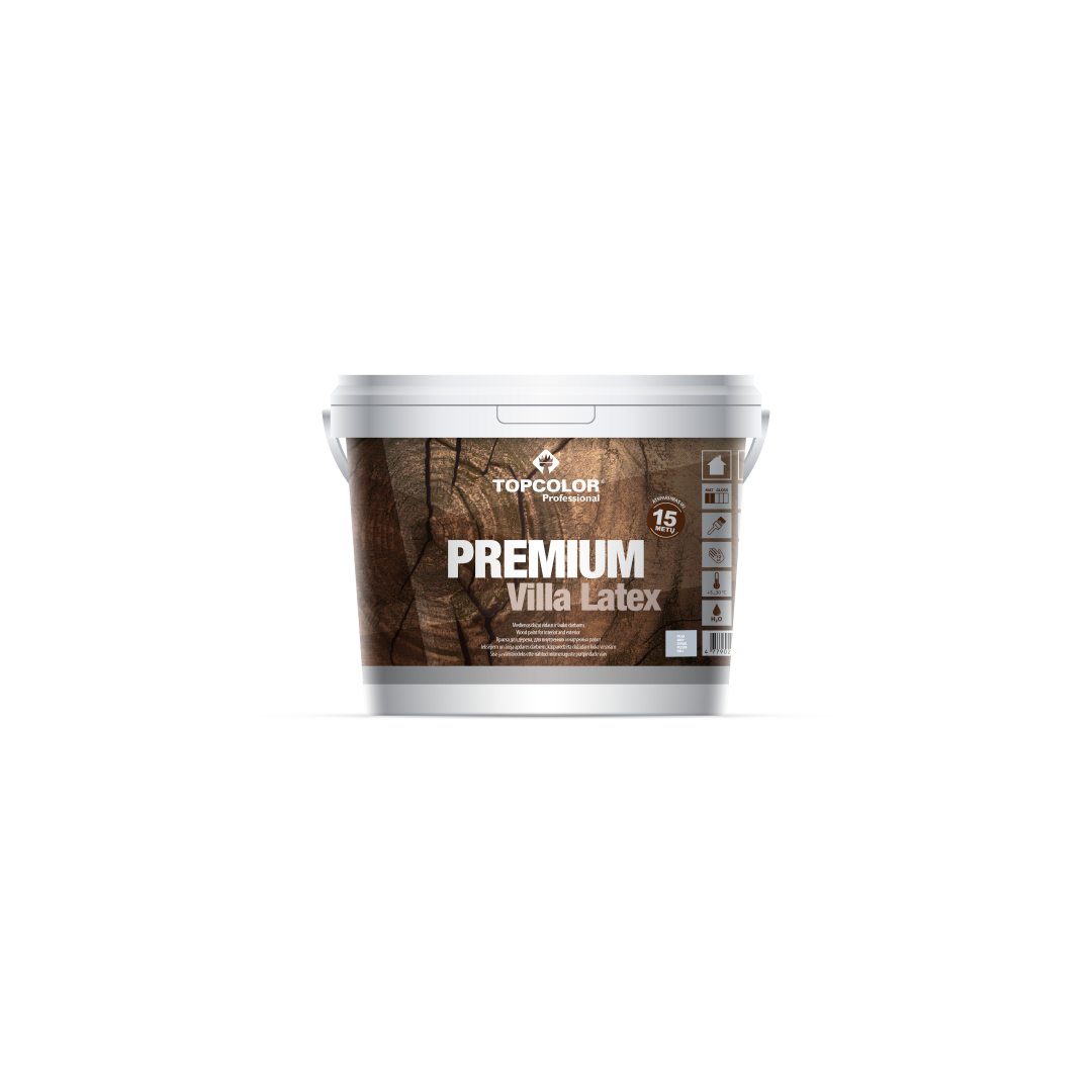 Medienos fasado dažai TOPCOLOR, Premium ViLLa Latex, 3 L, piLka spaLva
