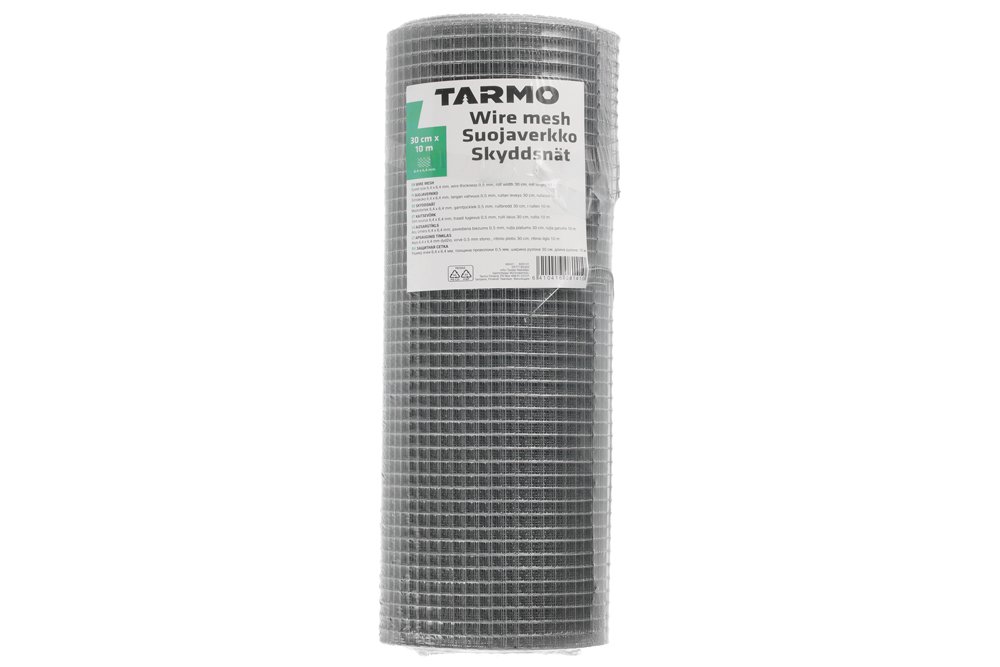 Apsauginis tinklas nuo graužikų TARMO, 0,3 x 10 m, virinta viela, akis 6,4 x 6,4 mm