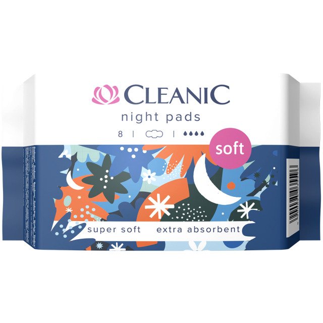 Higieniniai paketai CLEANIC Soft, naktiniai, 8 vnt.