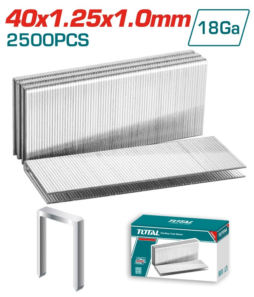 Kabės TOTAL, pneumatiniam pistoletui, 40 mm, Ga18,1.25X1.0 mm, 2500 vnt., TAC918402