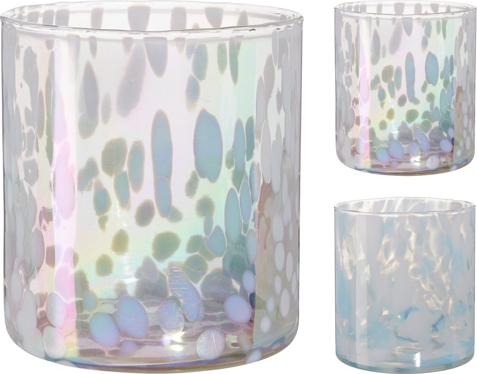 Žvakidė, stiklinė, 12 x 14 cm, 2 skirtingos sp.