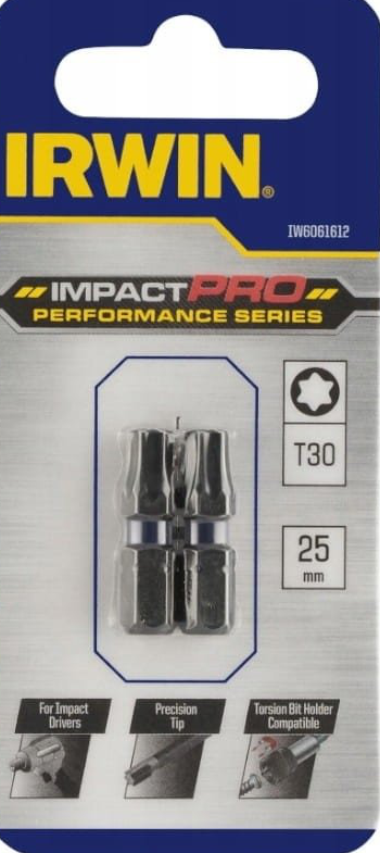 Smūginiai sukimo antgaliai IRWIN Impact Pro, 25 mm, 2 x T30