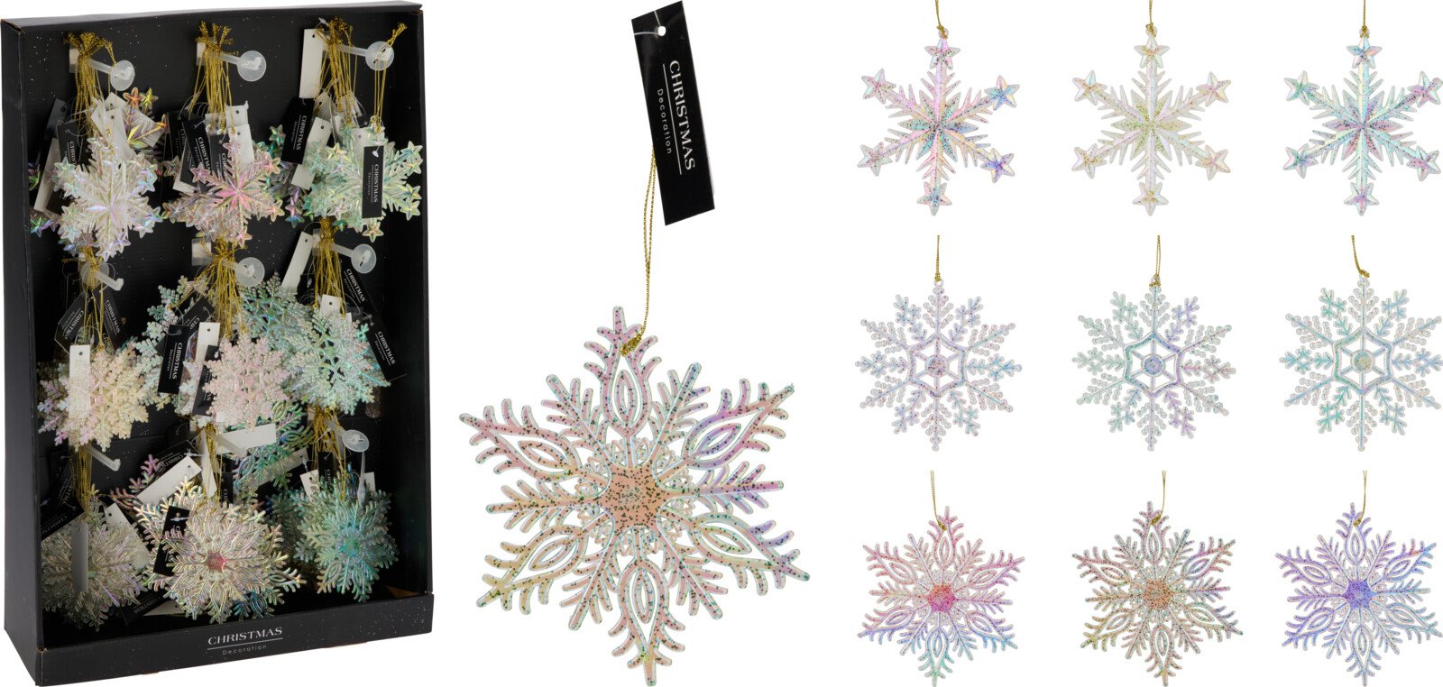 Eglutės žaisliukas Snaigė, 3 skirtingos sp., 3 skirtingi dizainai, 10 x 10 cm