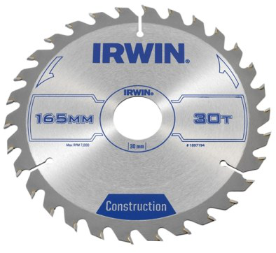 Medžio pjovimo diskas su kietmetaliu IRWIN, 165 mm x 30 T