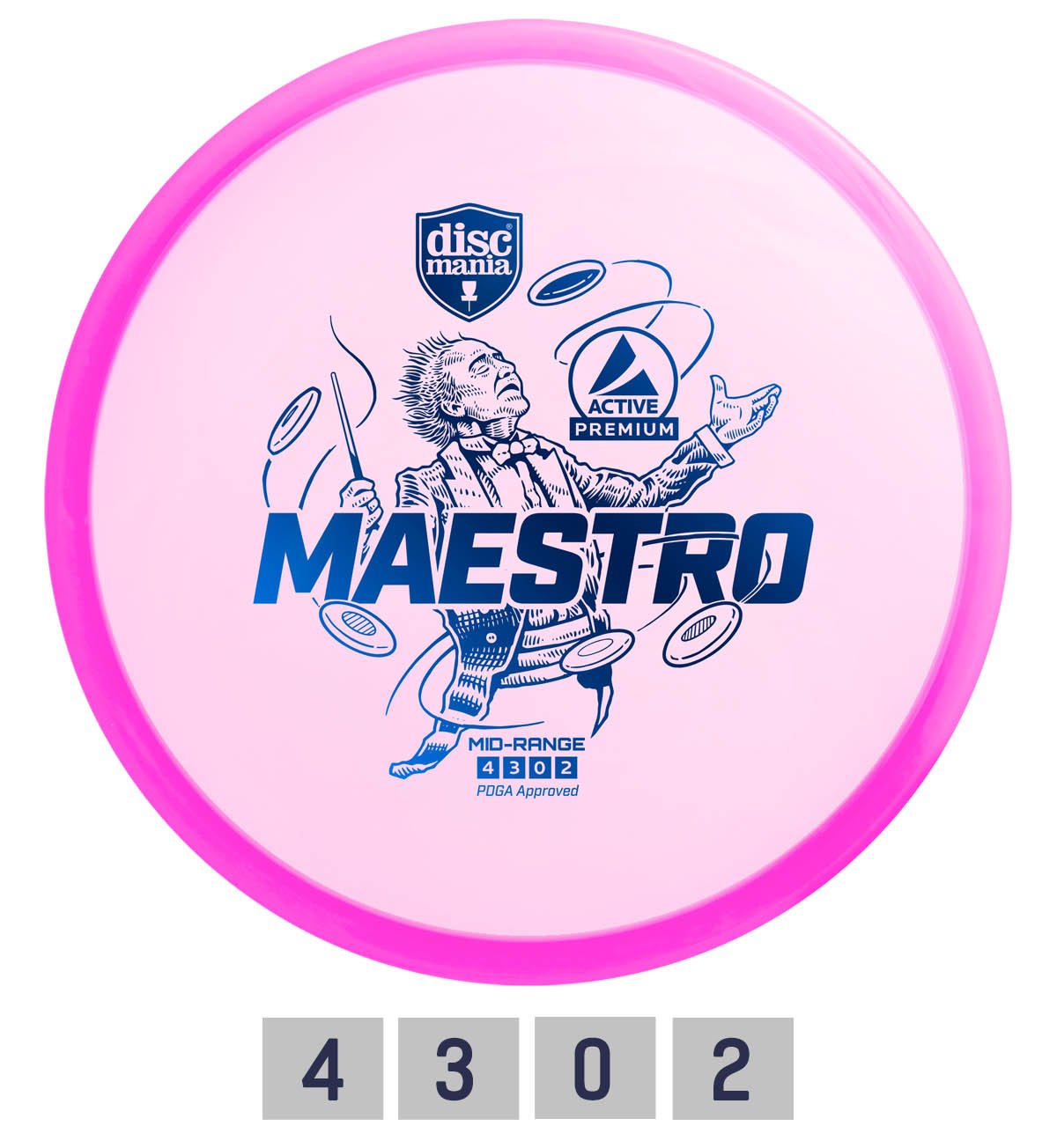 Diskgolfo diskas DISCMANIA Maestro Midrange Driver, premium pink