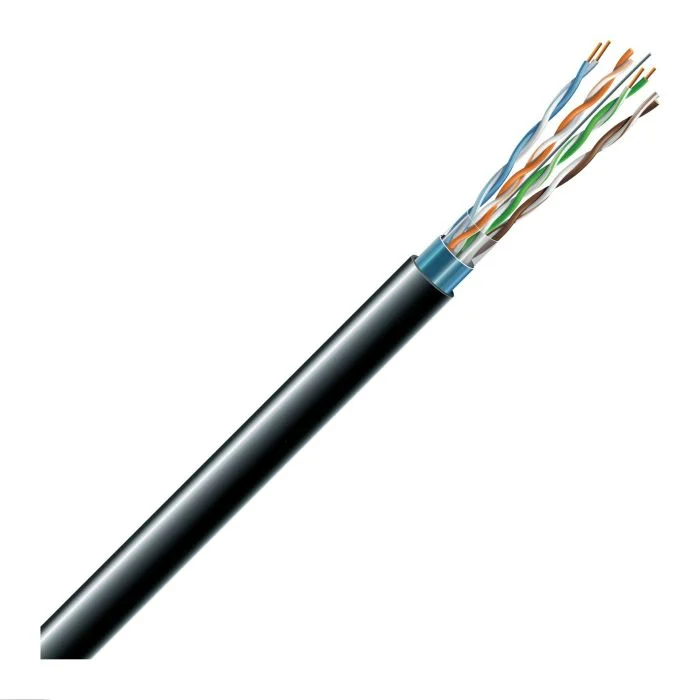 Kompiuterinis kabelis ECG CAT5E/FTP(CU), 4x2x0,48, ekranuotas, viengyslis, varinis, juodos spalvos