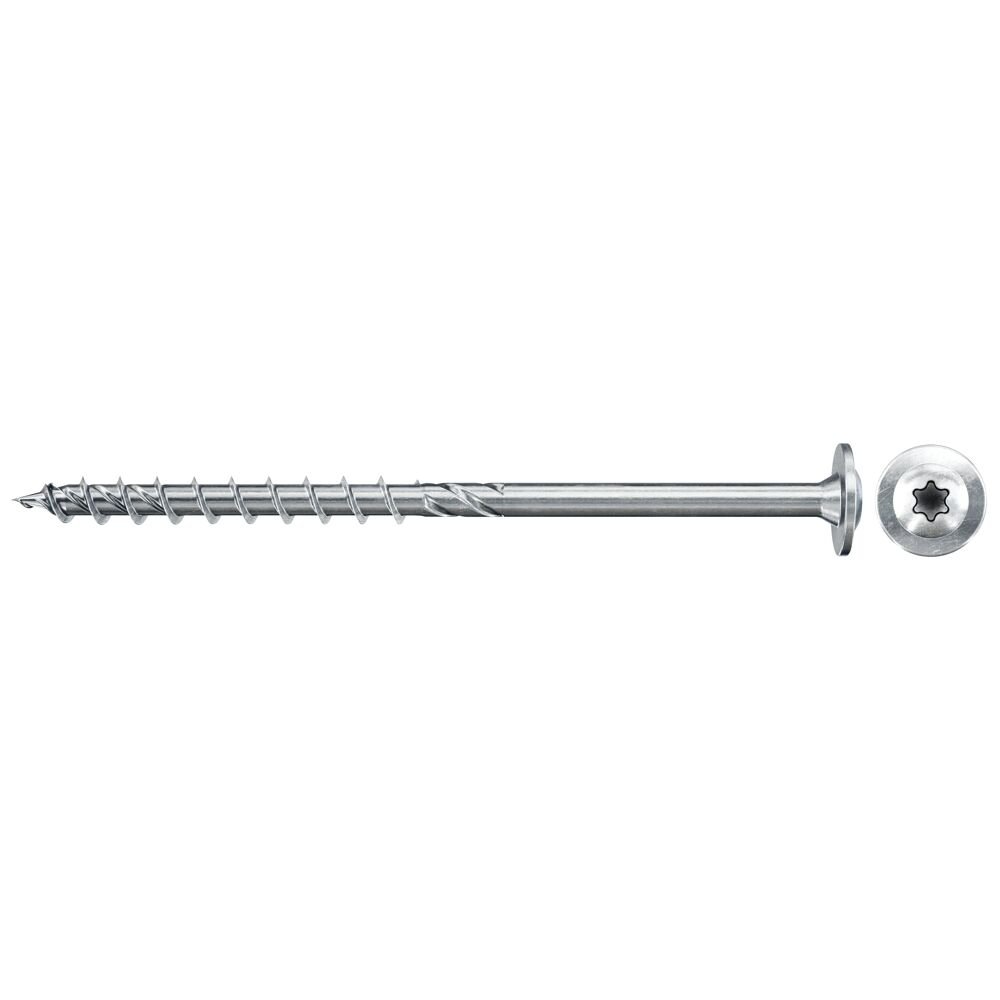 Konstr. medsraigčiai plokščia galva FISCHER, 6,0 x 180 mm, baltai cinkuoti, TORX, 100 vnt.