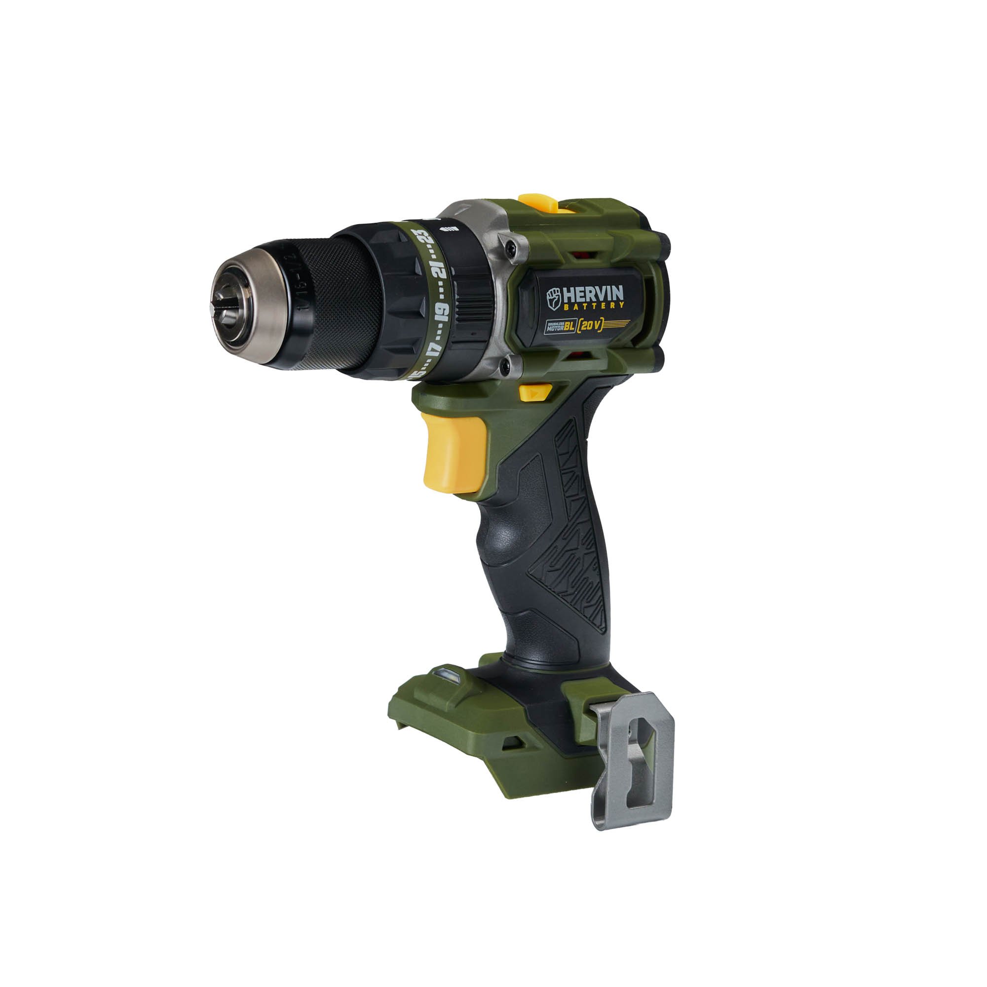 Akumuliatorinis smūginis gręžtuvas HERVIN BATTERY, 20 V, bešepetėlinis, kompaktiškas, 60 Nm, 2 greičiai, be akumuliatoriaus ir kroviklio BLMD-358JST