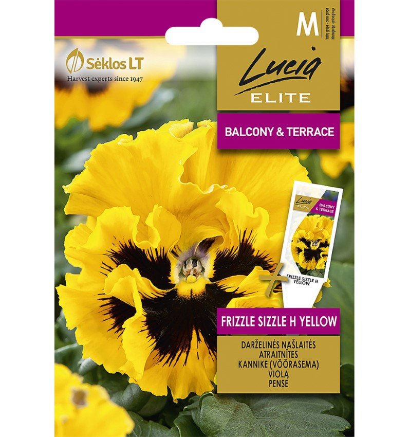 Gėlių sėklos LUCIA ELITE ELN-Našlaitės darželinės, sizzle h yellow, M, 1 g