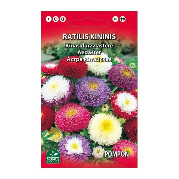 Sėklos gėlių, kininis ratilis POMPONINIS, (02-07mėn), 0,5 g