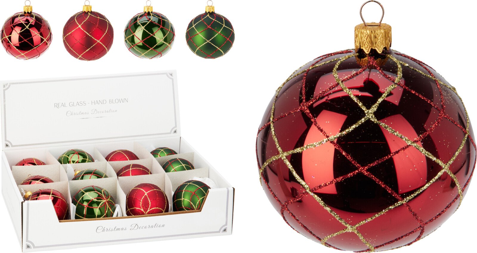 Eglutės žaisliukas, stiklas, 4 skirtingos sp., skersmuo 8 cm