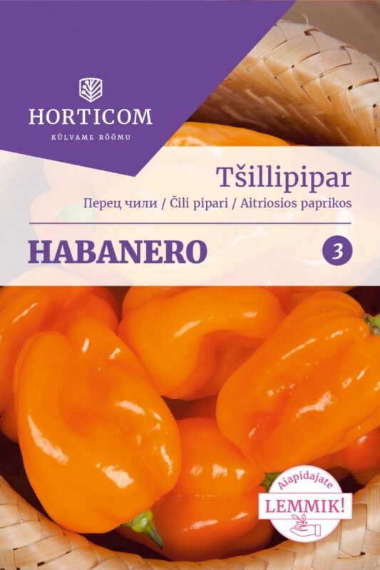 Prieskonių sėklos, HORTICOM čili pipirai Habanero, 30 sėklų