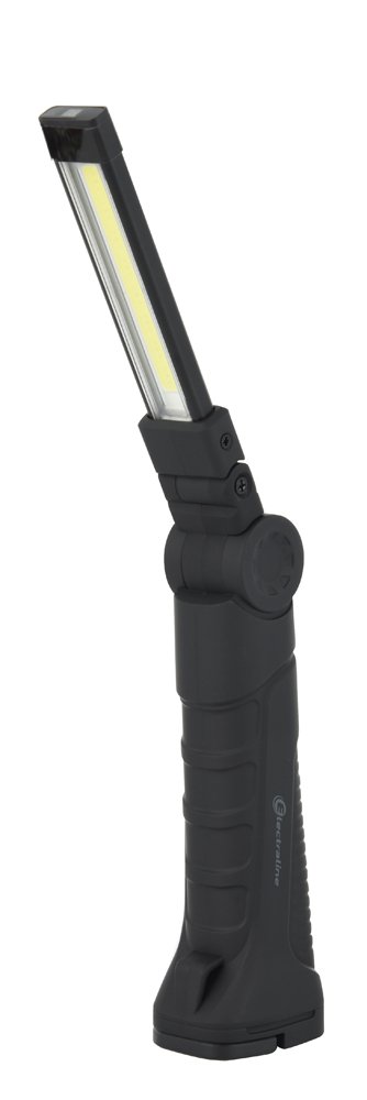 LED žibintuvėlis ELECTRALINE 58050, IP33, 5 šviesos rėžimai, 400lm, 6500K, lankstomas, baterijos talpa 1200 mAh, įkraunamas USB-C, turi magnetą.