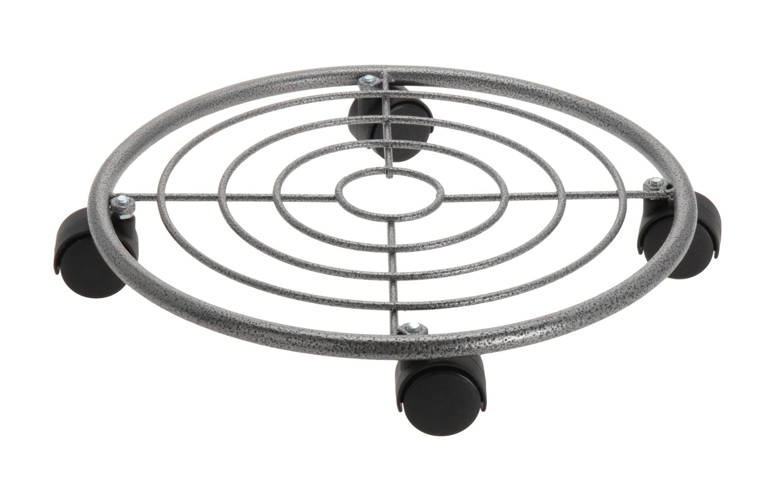 Vazono padėklas, metalinis, su ratukais, pilkos sp., 35 x 35 x 5,7 cm.