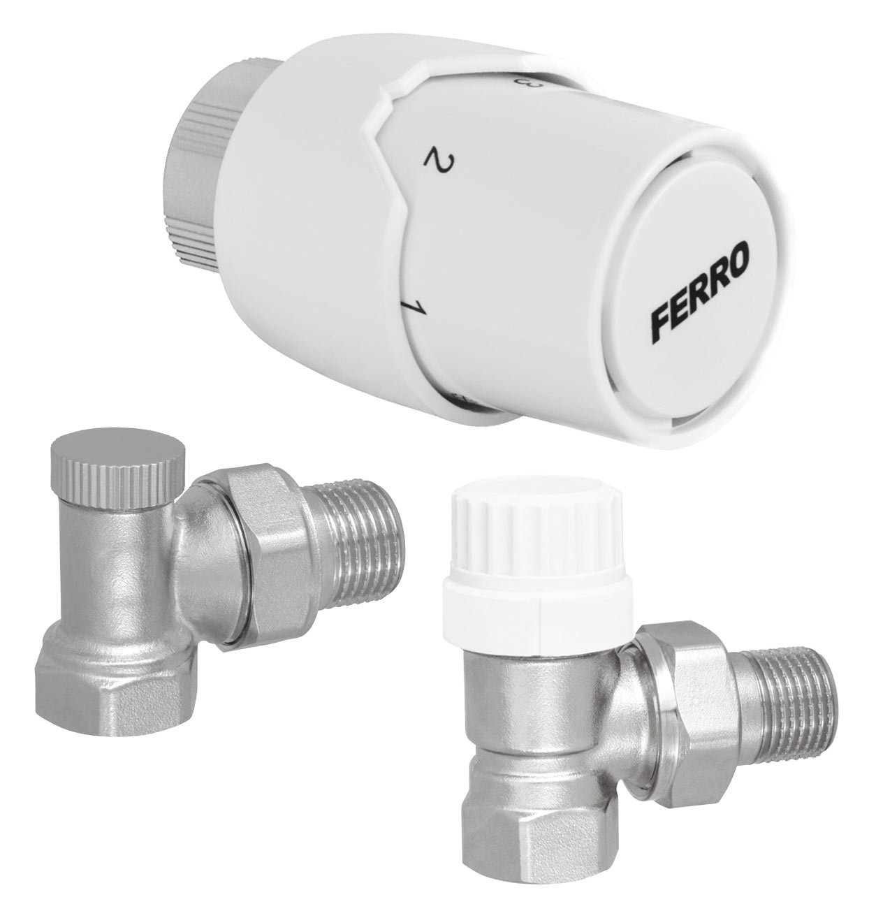 Kampinis termostatinis komplektas FERRO, 1/2", su termostatine galvute, ZTM21