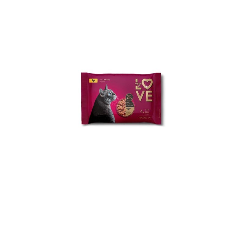 Konservuotas kačių ėdalas MY LOVE, su vištiena, 4x85 g