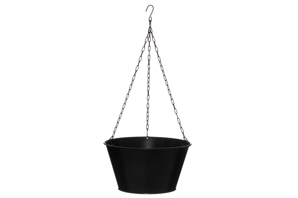 Metalinis lauko vazonas 4Living, pakabinamas, juodos sp., 30 x 30 x 16 cm.