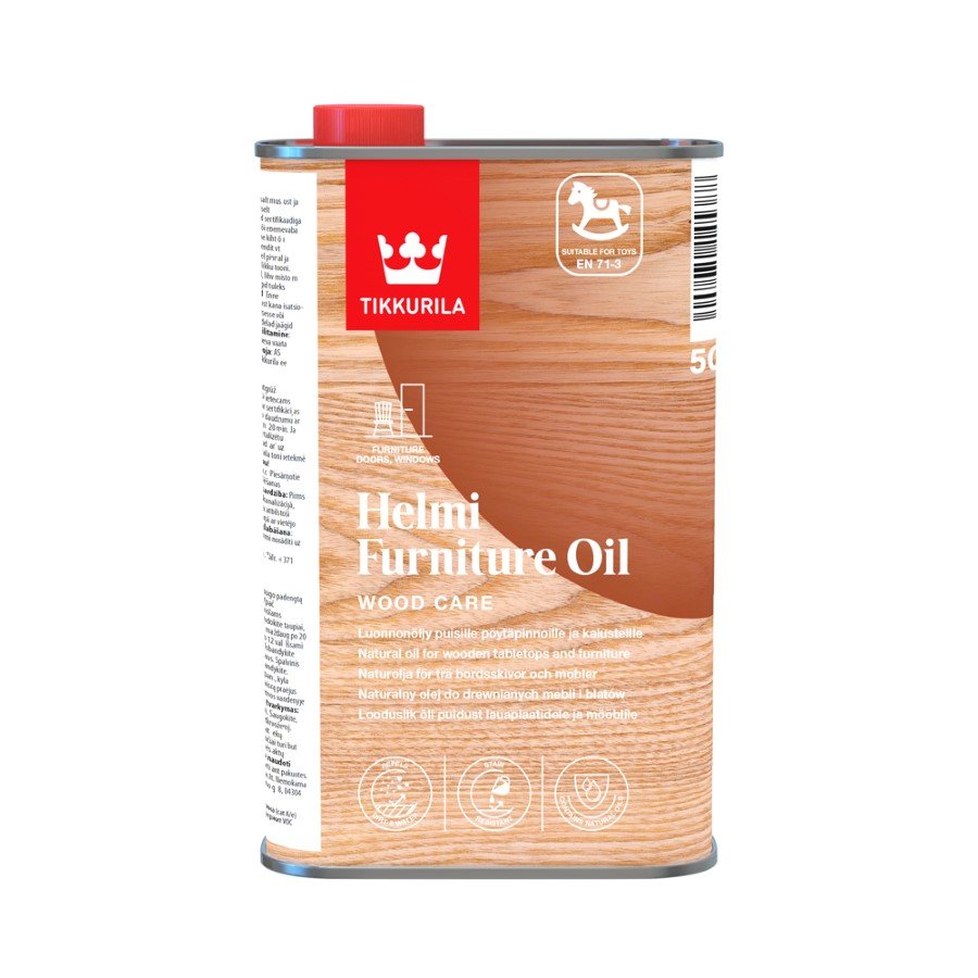 Natūralus aliejus mediniams stalviršiams ir baldams TIKKURILA, HELMI FURNITURE OIL, 0,5 l