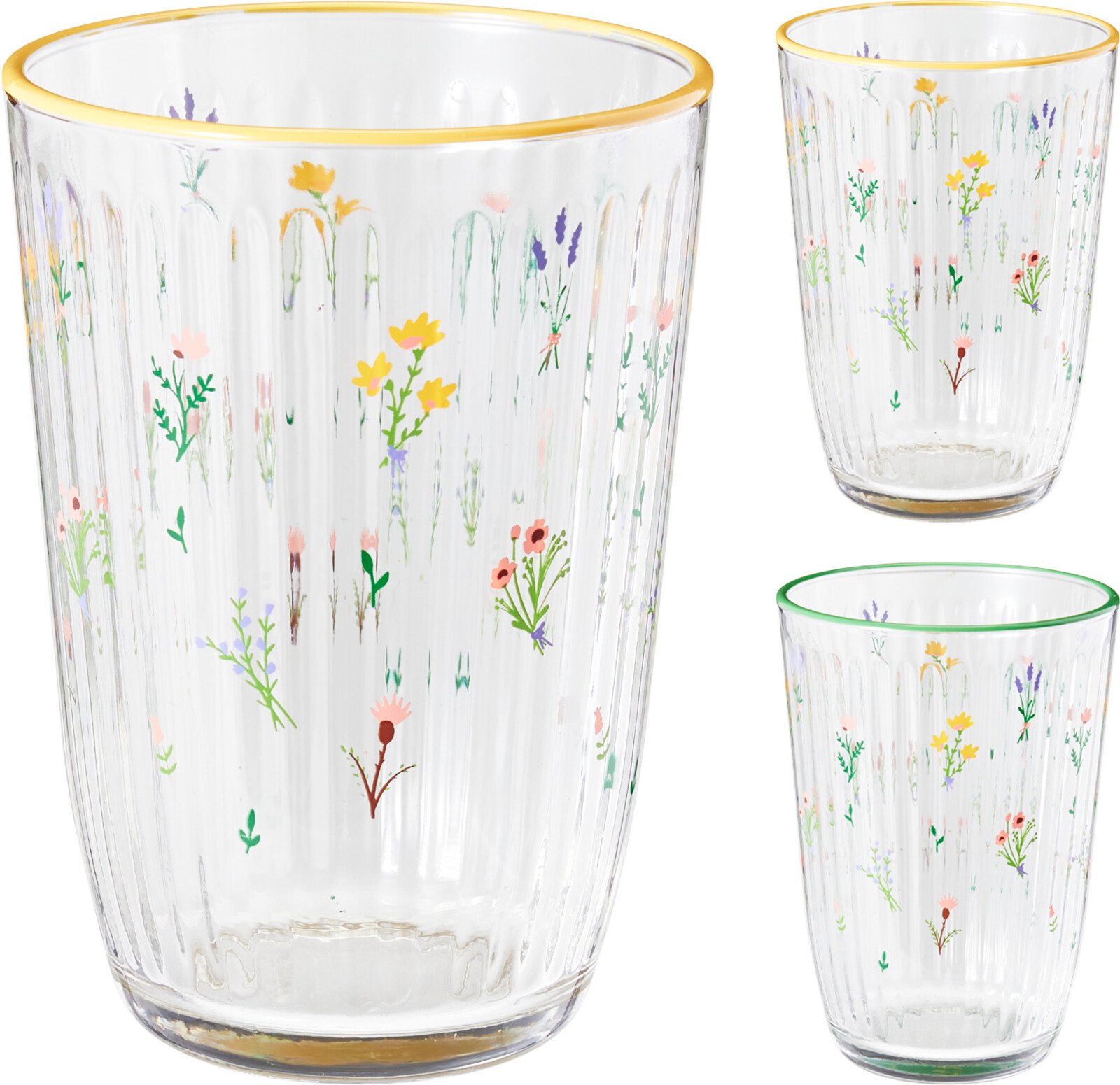 Stiklinė, 395 ml, gėlių dizaino, 2 skirtingų sp.