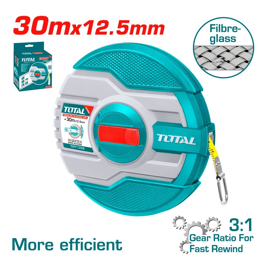 Ruletė TOTAL, stiklo audinio, 30 m, 12.5 mm, TMTF13306