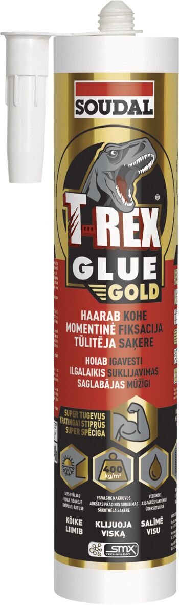 Montažiniai klijai SOUDAL T-Rex Gold, 290 ml, hibridiniai, momentinės fiksacijos