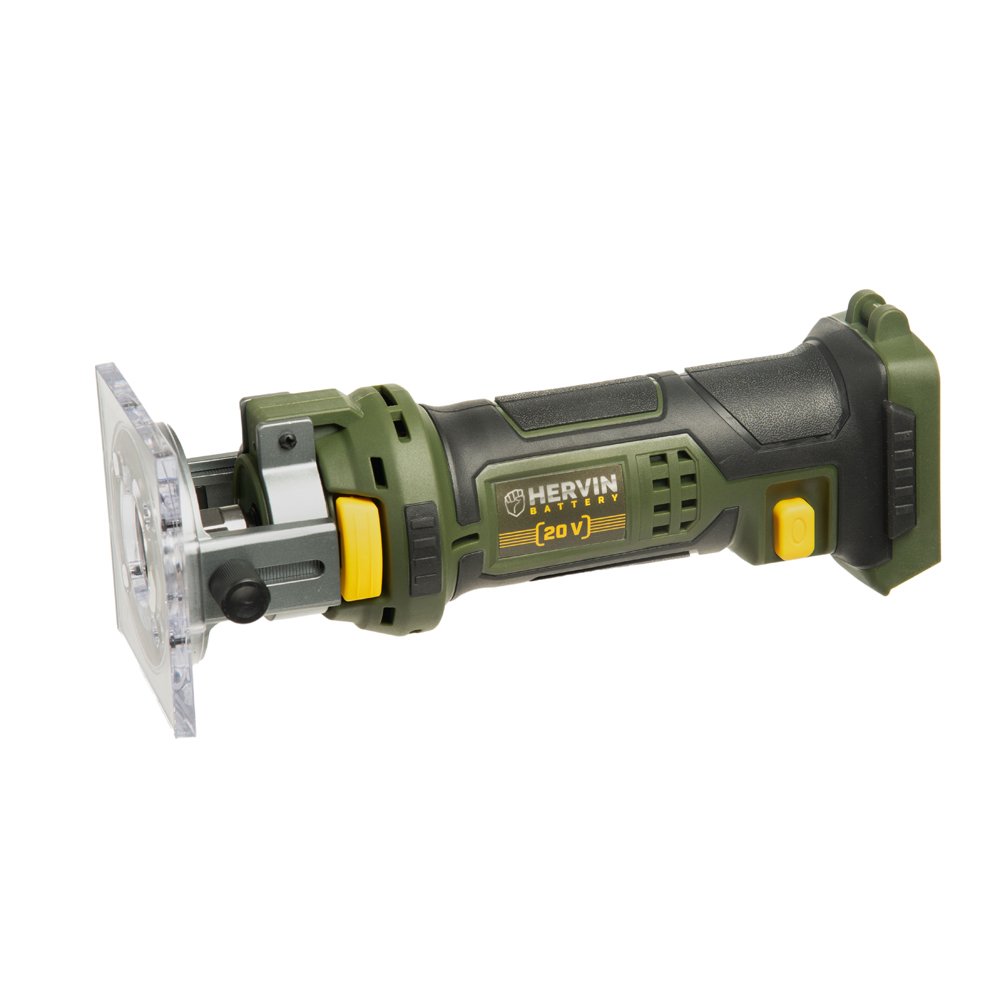 Akumuliatorinė freza HERVIN BATTERY, 20 V, grąžtai 1/4" ir 1/8", be akumuliatoriaus, PLRCL-722A