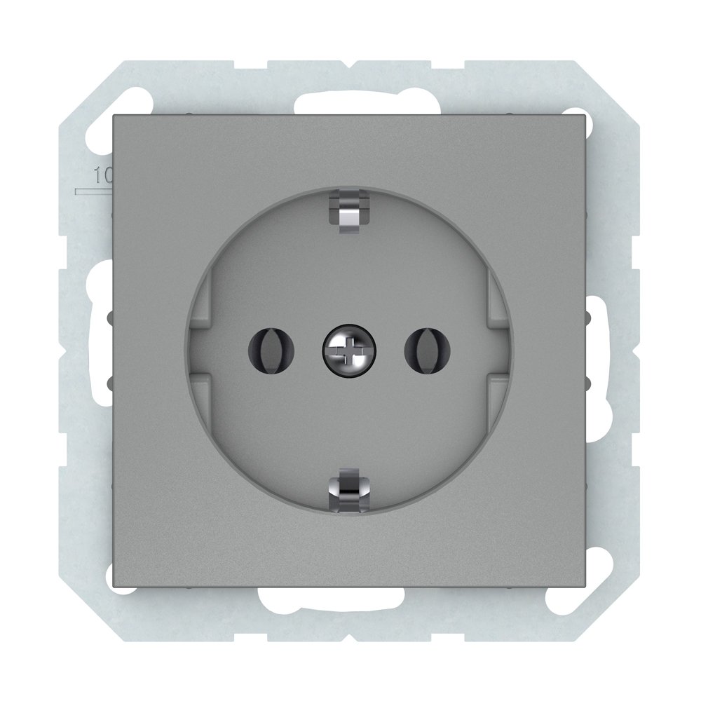 Kištukinis lizdas VILMA QR1000, įleidžiamas, be rėmelio, su įž., pilka matinė sp., RP16-002-02