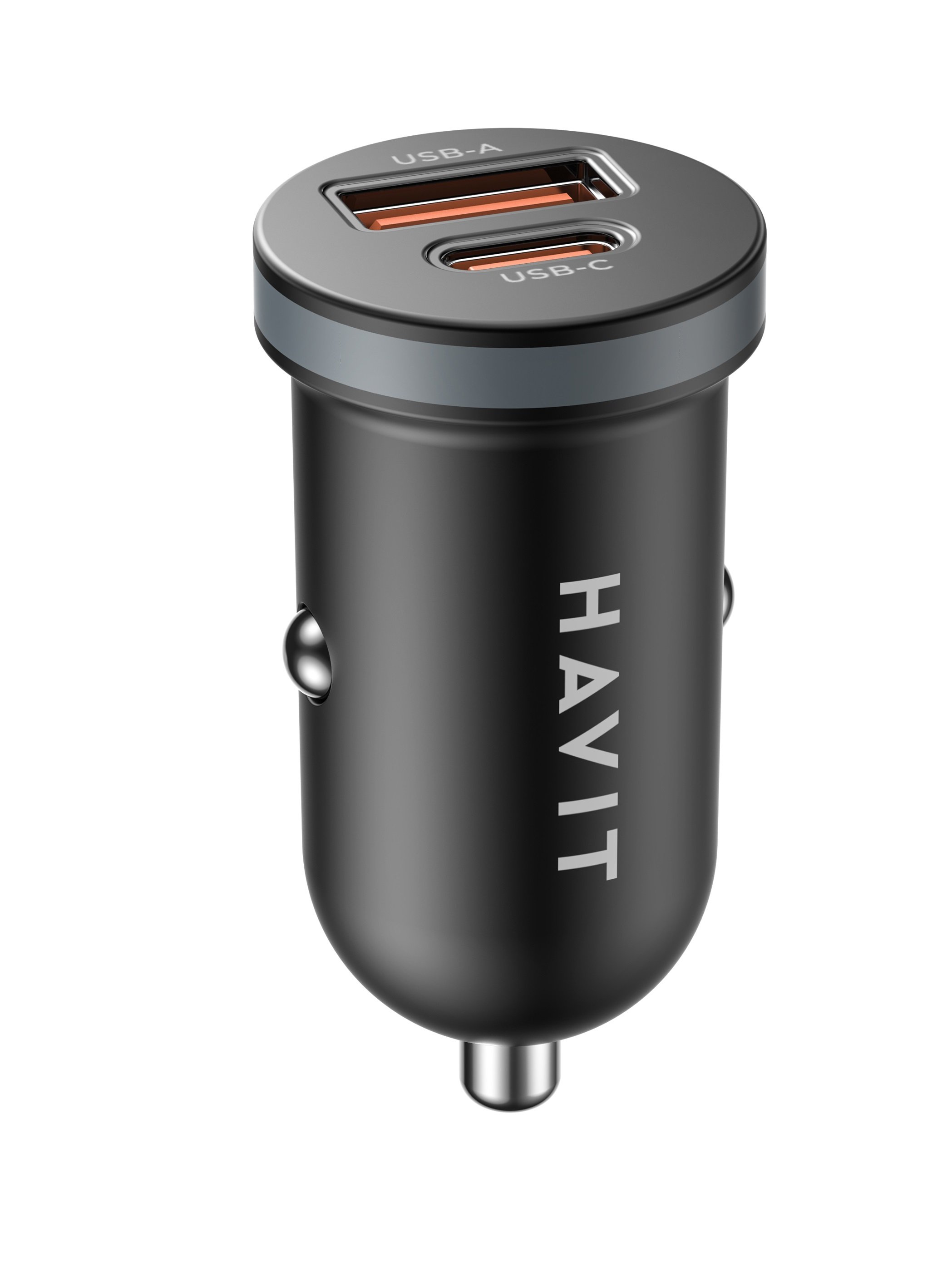 Automobilinis įkroviklis HAVIT DOT 2043,  12-24 V,  1x USB Type C,  1x USB-A,  juodos sp.