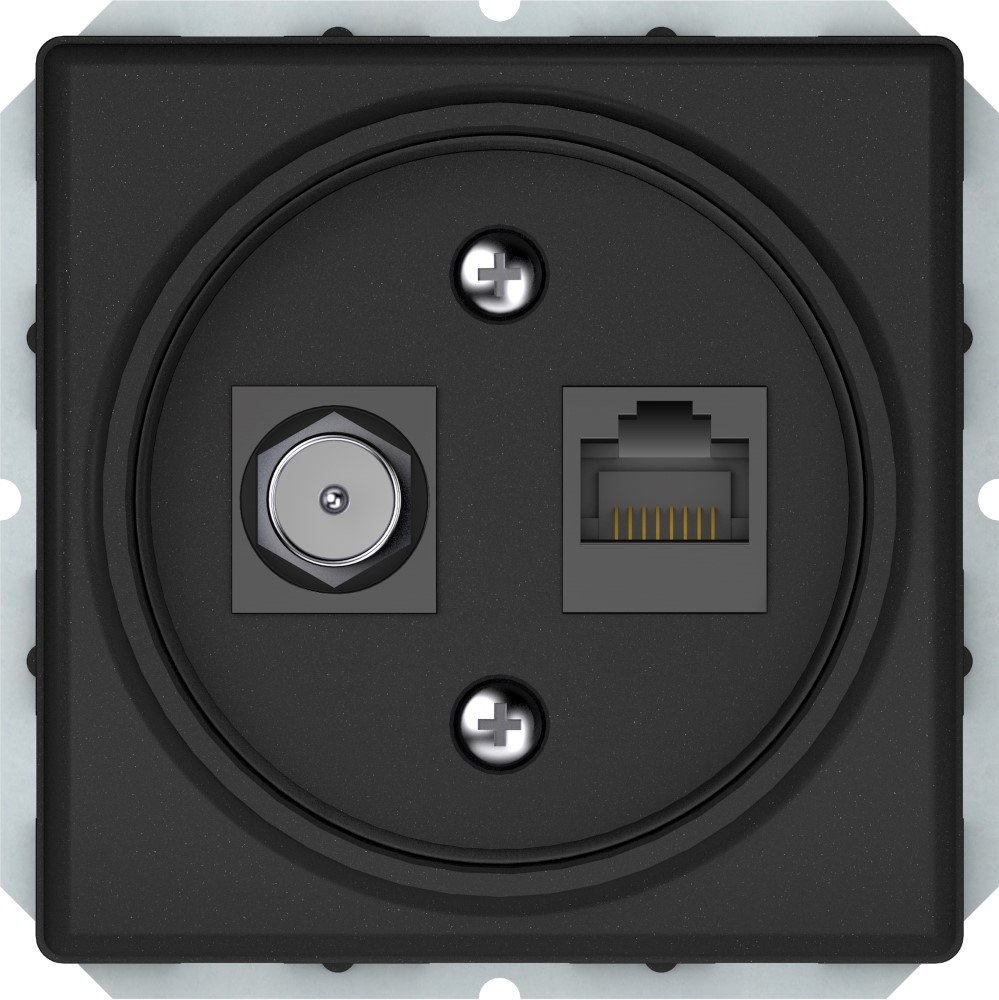 Kompiuterio lizdas + antenos lizdas VILMA ST150, įleidžiamas, be rėmelio, juoda matinė sp., TVL/KLRJ45-16e2-02