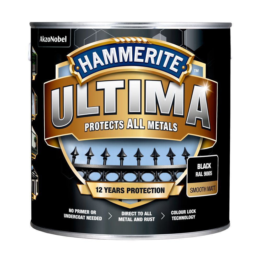 Metalo dažai HAMMERITE ULTIMA MATT BLACK, 2,2L