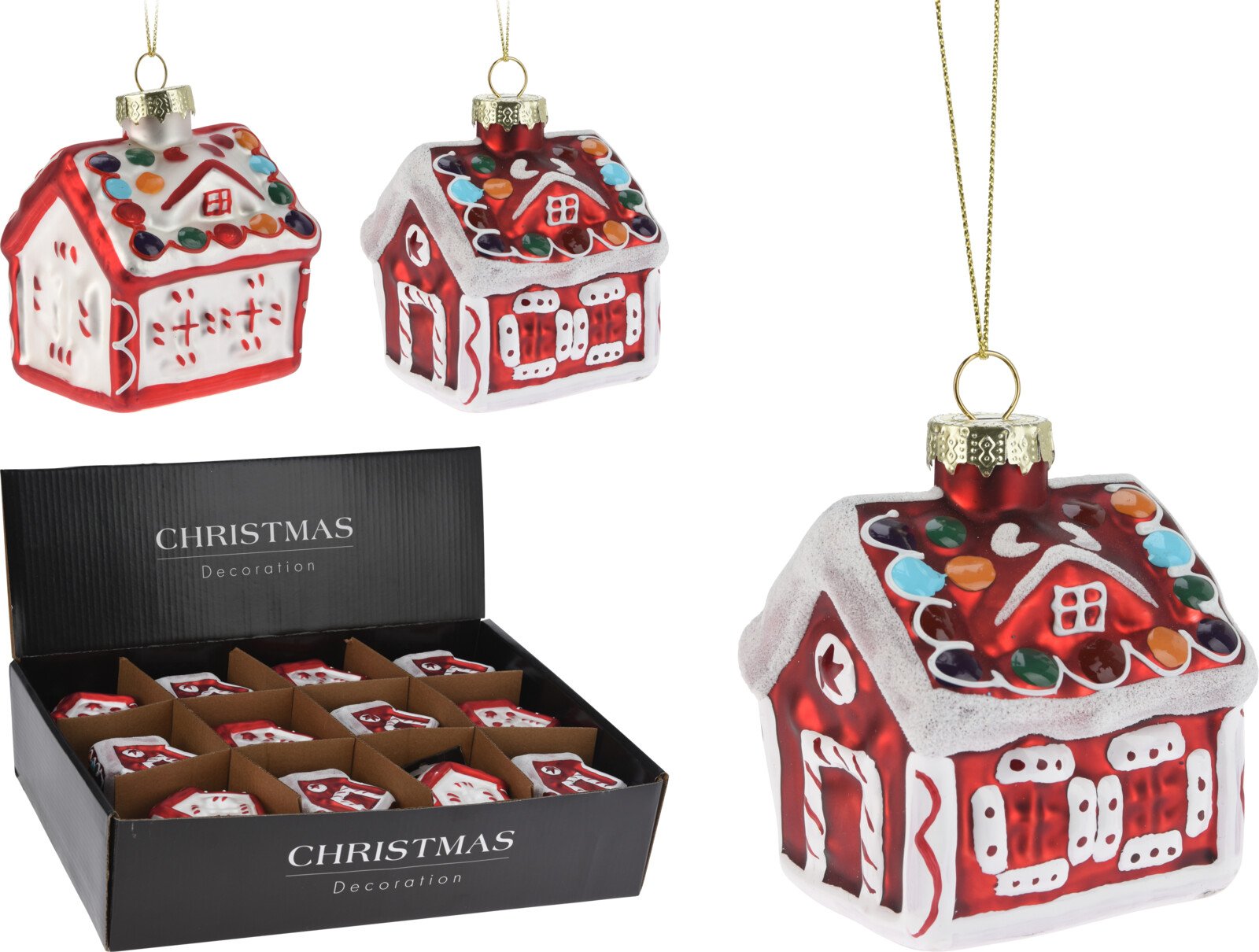 Eglutės žaisliukas Namelis, 2 skirtingi dizainai, raudonos sp., 65 x 65 x 80 mm