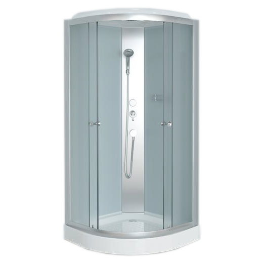Dušo kabina ET-6019 MT, 80 x 80 cm, ketursienė, pusapvalė, 4 mm matinis stiklas, matinis profilis, 15 cm žemas padėklas