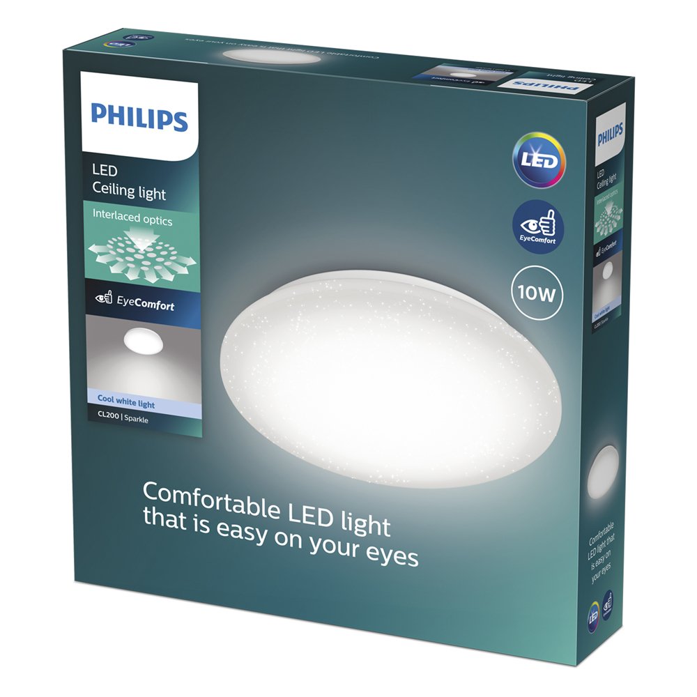 Lubinis LED šviestuvas PHILIPS CL200, 10W, 1000 lm, 4000K, spindesio efektas, baltos sp.