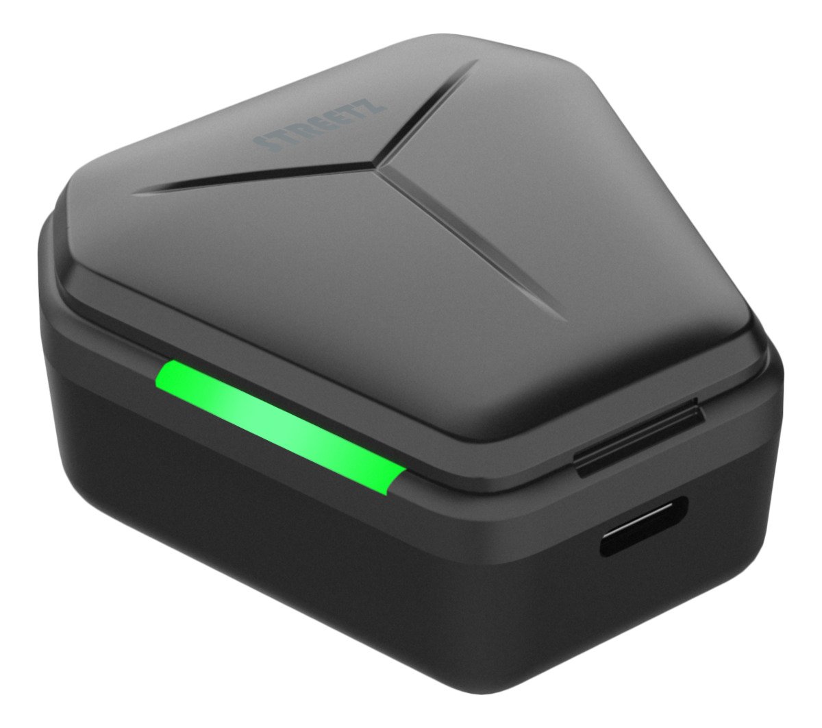 Ausinės STREETZ TWS-115, True Wireless Stereo, 500 mAh, su dėžute, matinės juodos sp.