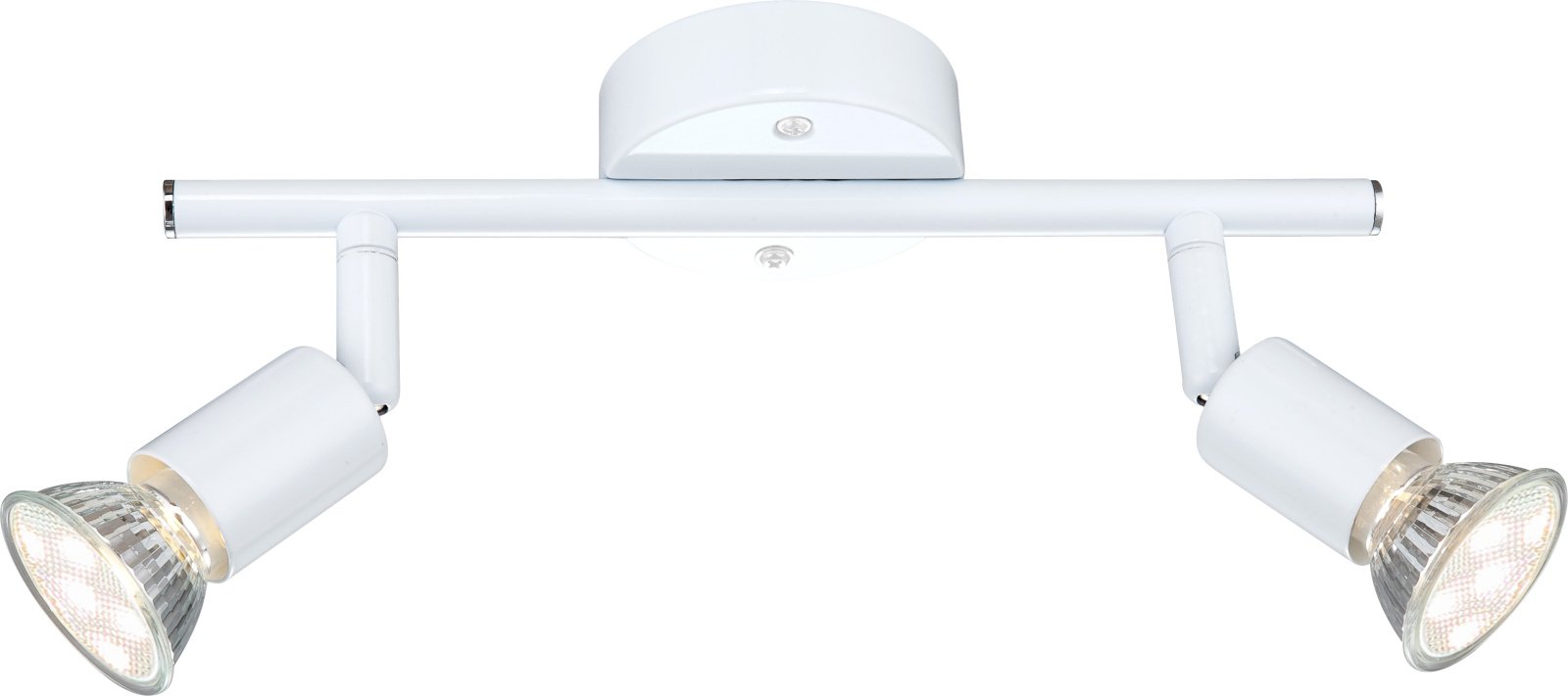 Kryptinis šviestuvas GLOBO Olana, GU10, 2 x 3W, 230V, 3000K, 2 x 250 lm, kompl. su LED lemputėmis, metalinis, baltos sp., 80 x 150 x 260 mm, 57381-2L