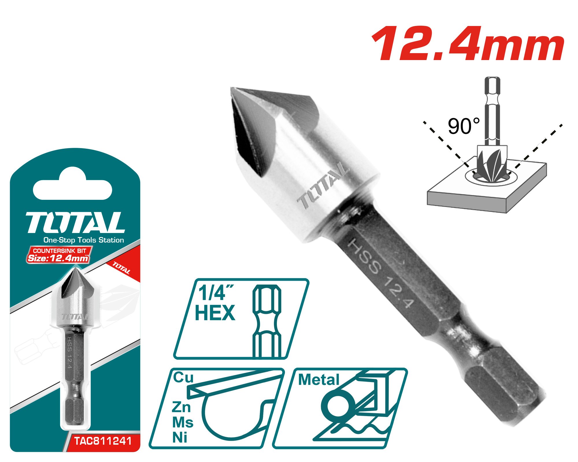 Gilintuvas TOTAL, kūginis, 12,4 mm, TAC811241