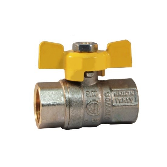 Rutulinis ventilis dujoms BIANCHI 20, 3/4'', vidus/vidus, su trumpa rankenėle