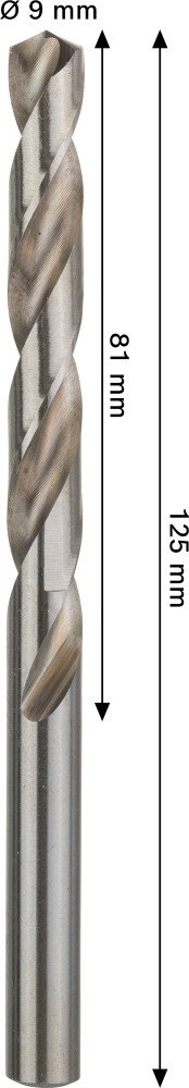 Grąžtas metalui BOSCH HSS-G, DIN 338, 9 × 81 × 125 mm