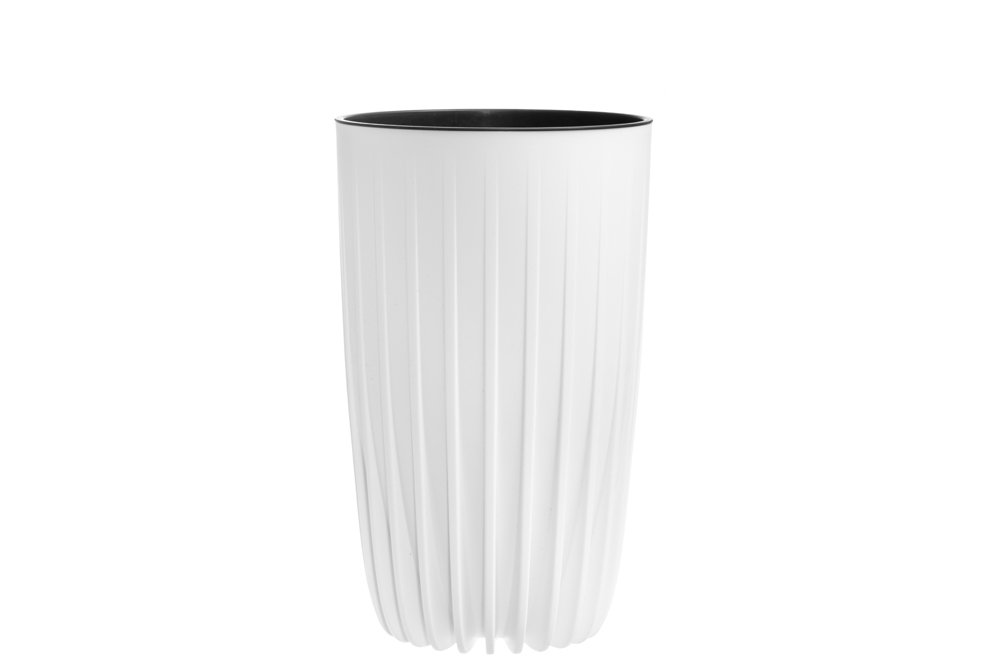 Plastikinis lauko vazonas 4Living Mira, baltos sp., 25 x 25 x 42 cm.