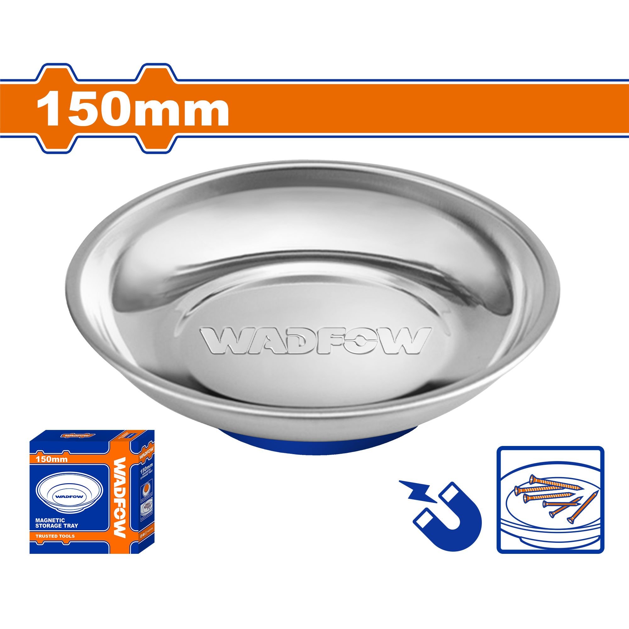 Įrankių indas WADFOW, magnetinis, nerūdijančio plieno, 150 mm, WMC6001