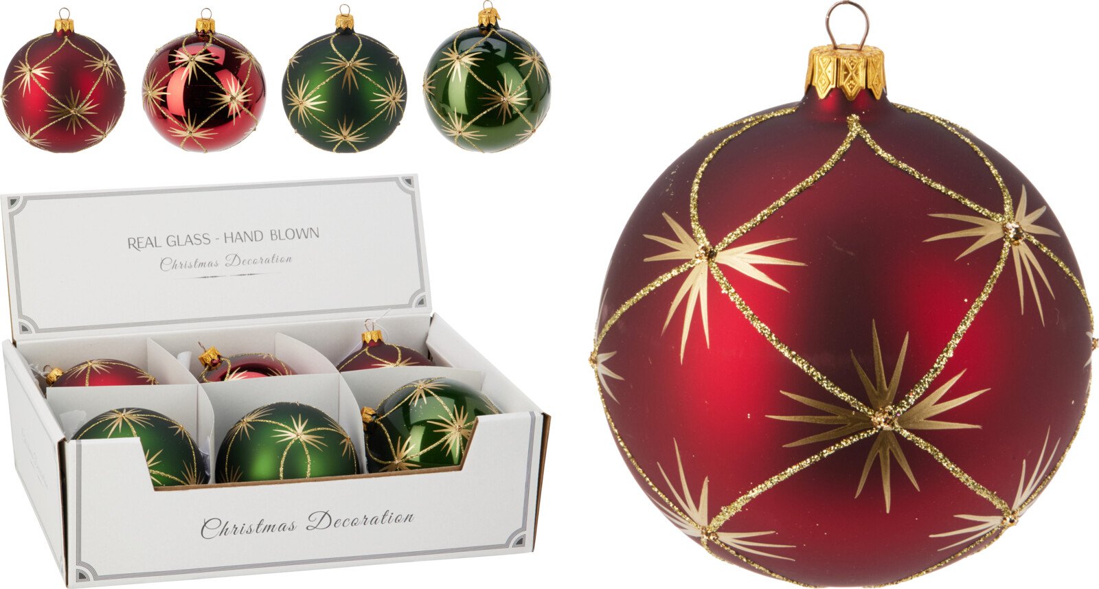 Eglutės žaisliukas, stiklas, 4 skirtingos sp., skersmuo 10 cm