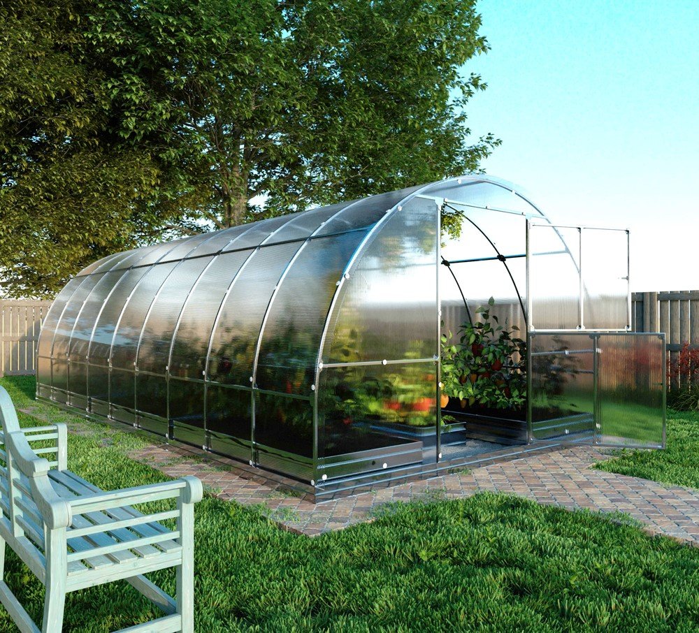 Šiltnamis KLASIKA Tube, 18 m2, 4 mm polikarbonatinė danga, 3 x 6 m, arkos formos