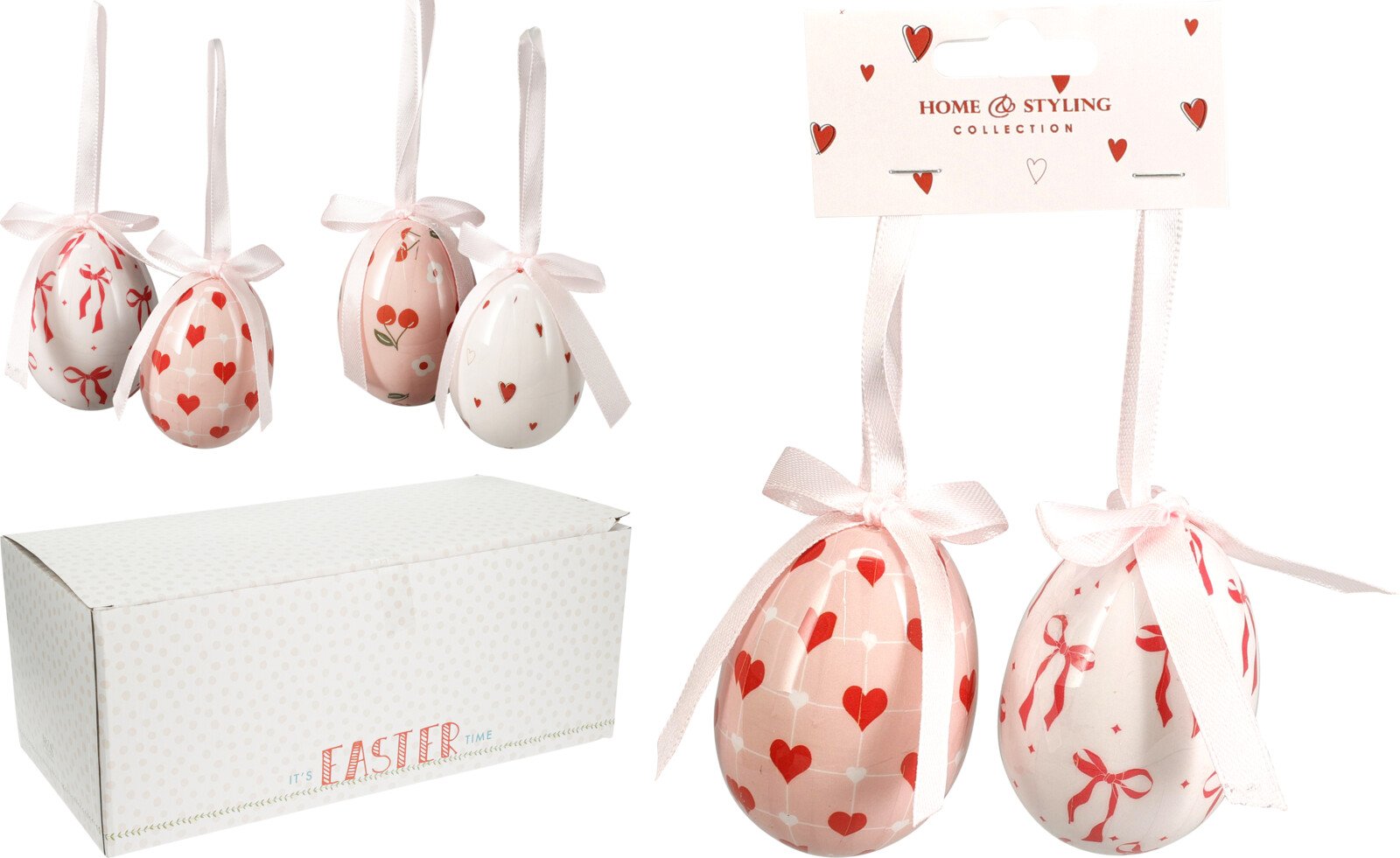 Velykinė dekoracija Kiaušiniai, pakabinami, 2 vnt., 2 skirtingų dizainų